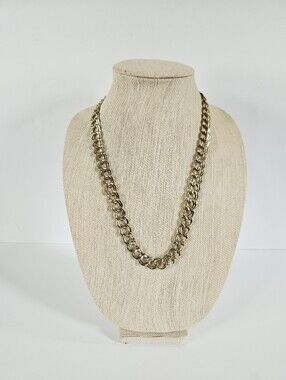 Vintage '90s Polished Gold Tone Double Flat Curb Link Chunky Chain Necklace 24"